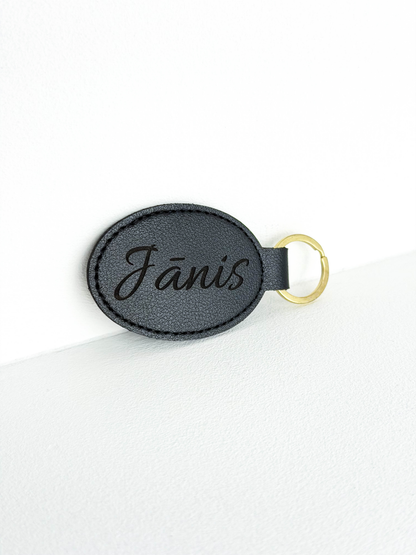 Leather Keychain With Name Engraving