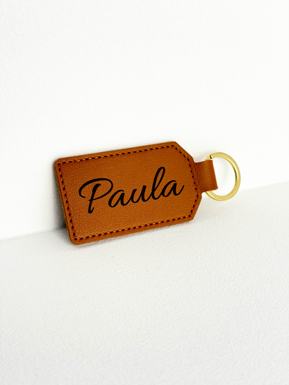 Leather Keychain With Name Engraving